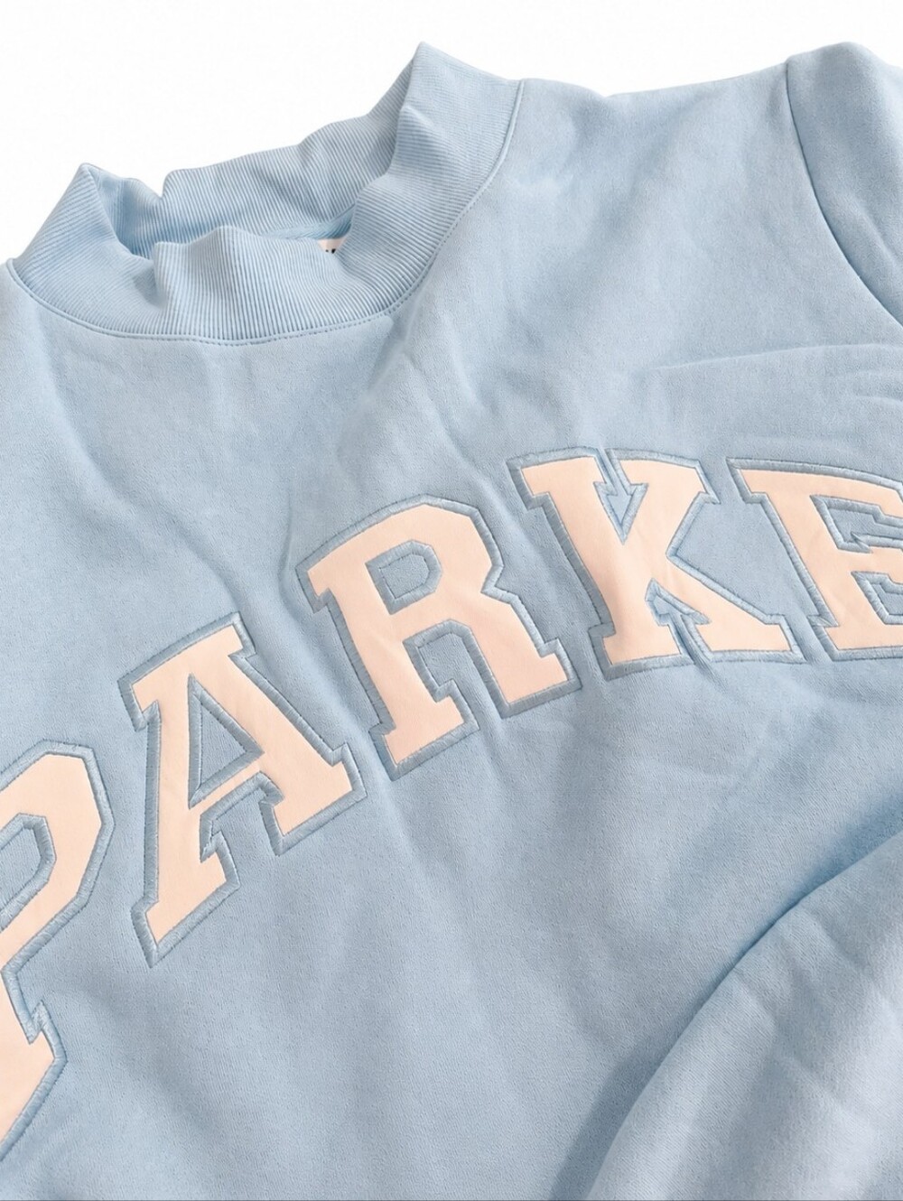 PARKE Powder Blue Varsity Mockneck Fleece S/M - Sold Out NWT